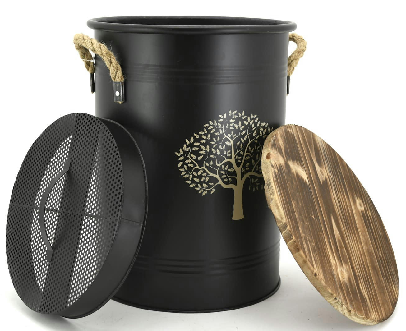 - Tabouret et seau à pellets métal laqué arbre de vie