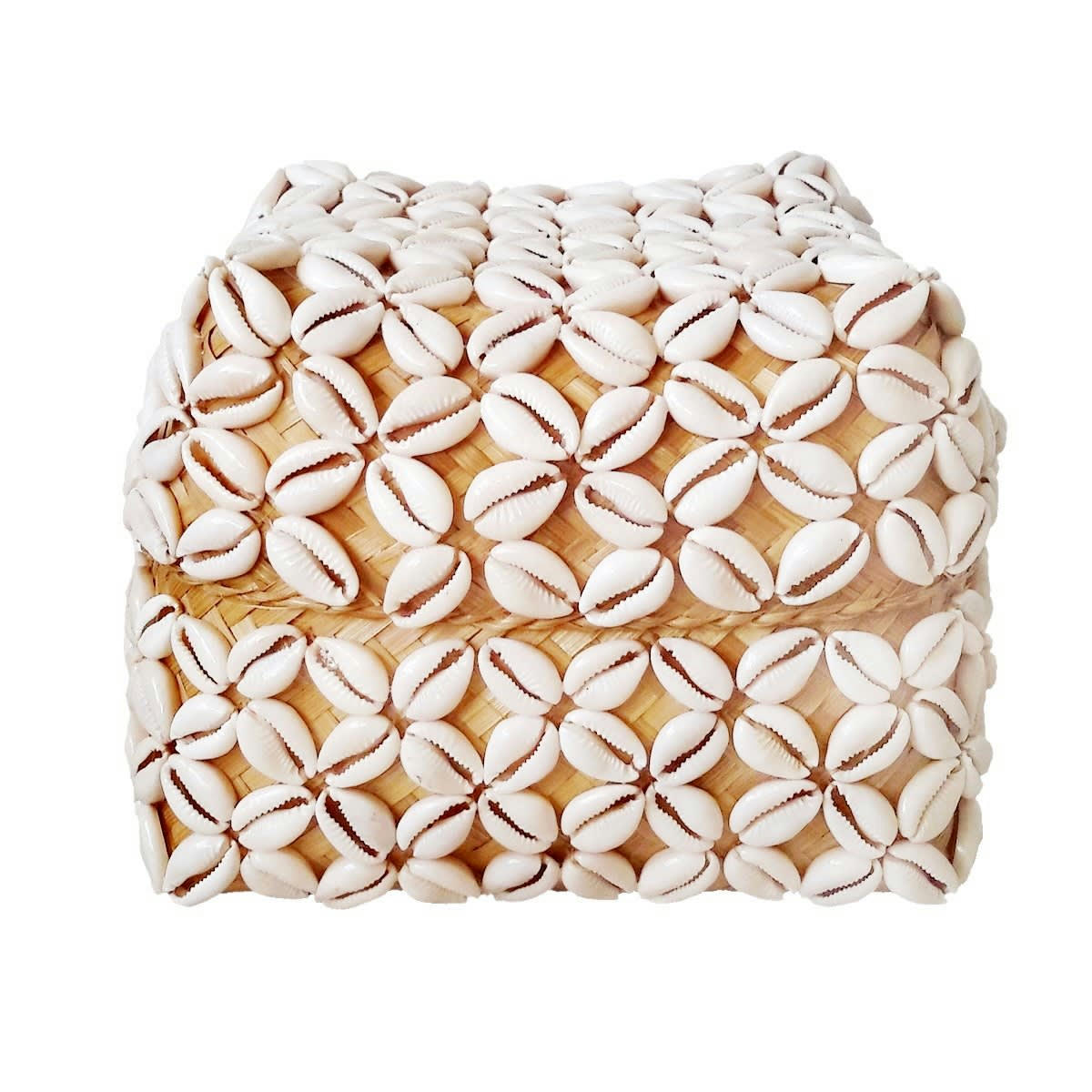 FLEUR - Boîte en bambou et coquillages, beige  19 x 15 cm