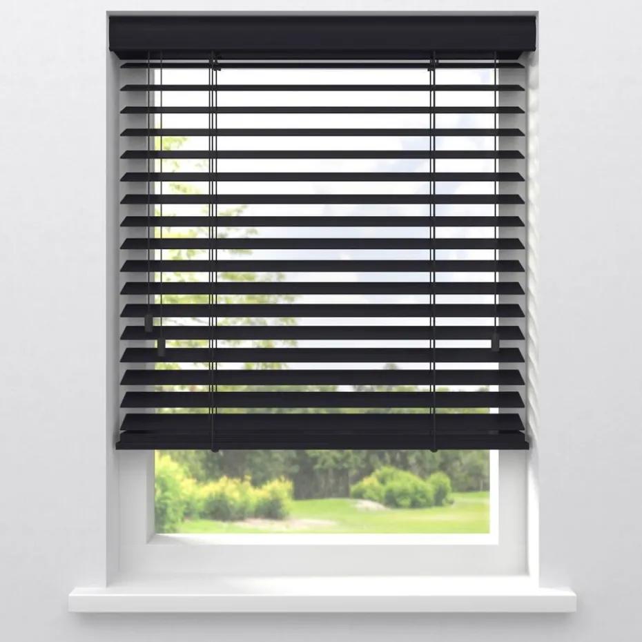 Kwantum Houten Jaloezieën | Jaloezieën | Fenstr Houten Jaloezie Hein  50mm Zwart