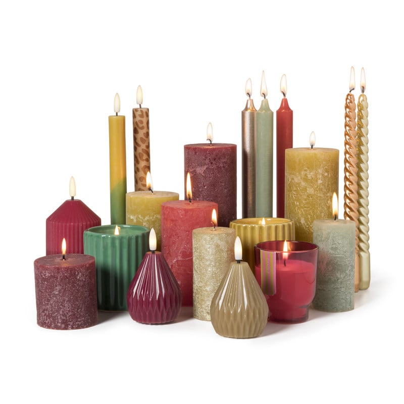 Kaars rustiek - lindegroen - &Oslash;5x10 cm