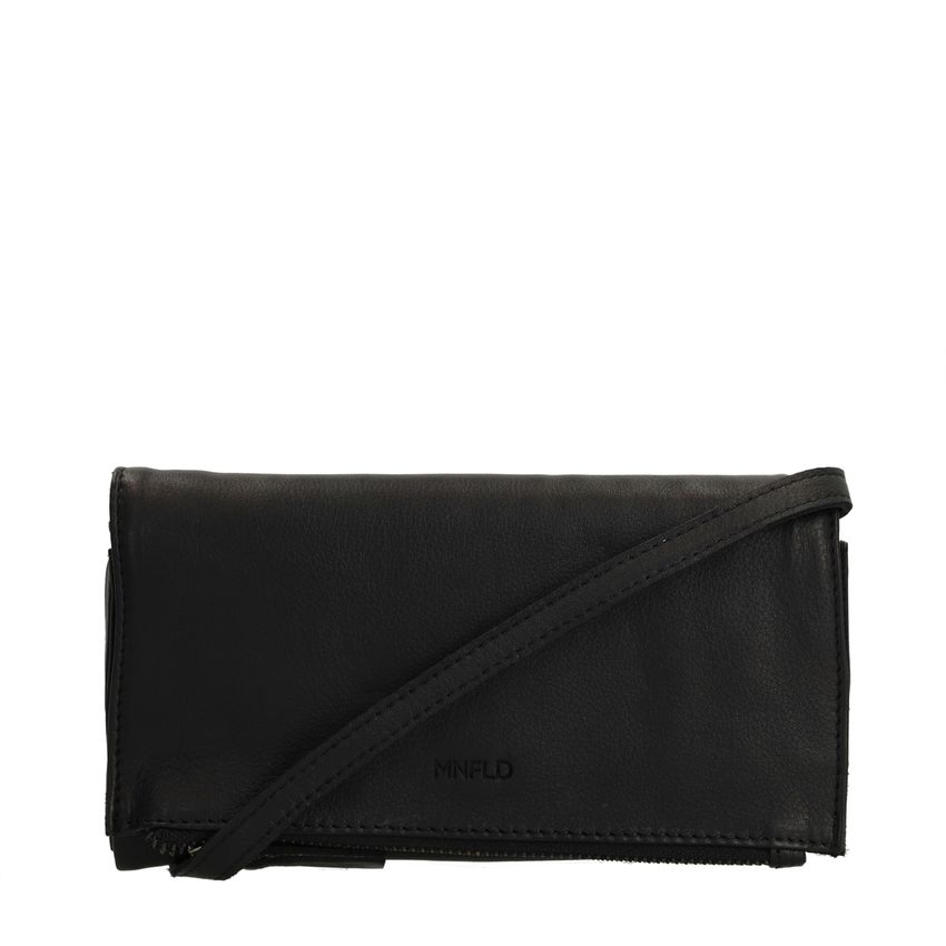 Manfield Zwarte leren clutch