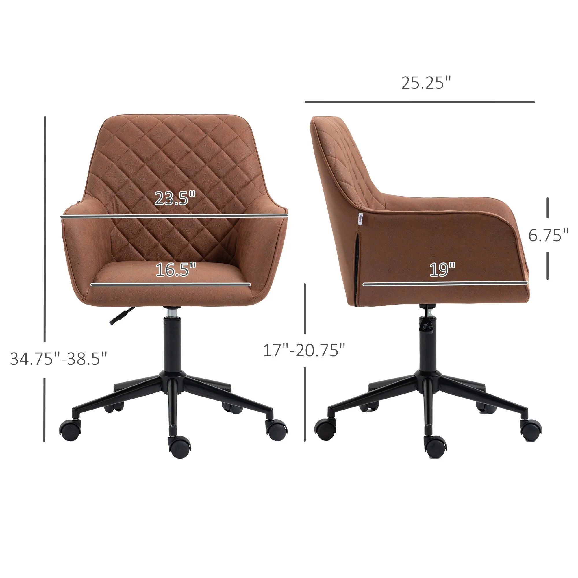Modern Home Office Chair Adjustable Height Computer Desk Chair Swivel Vanity Chair with Diamond Pattern Backrest