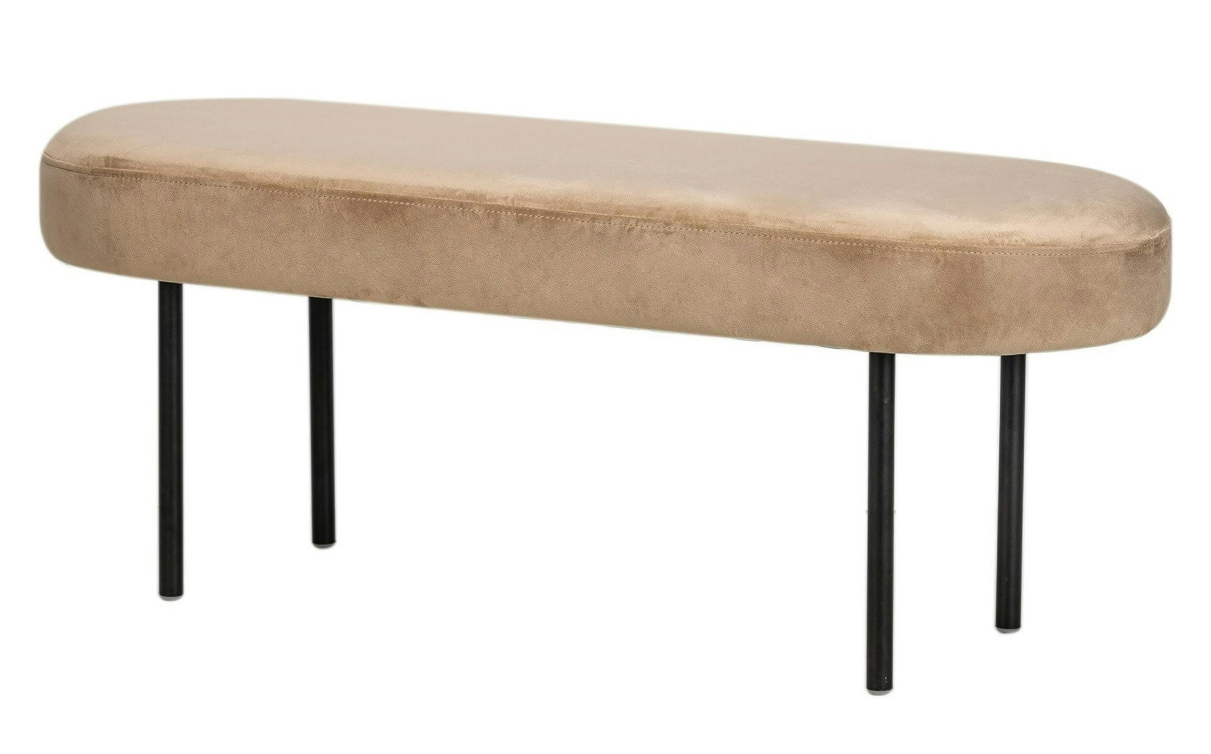 - Banc en métal et velours beige