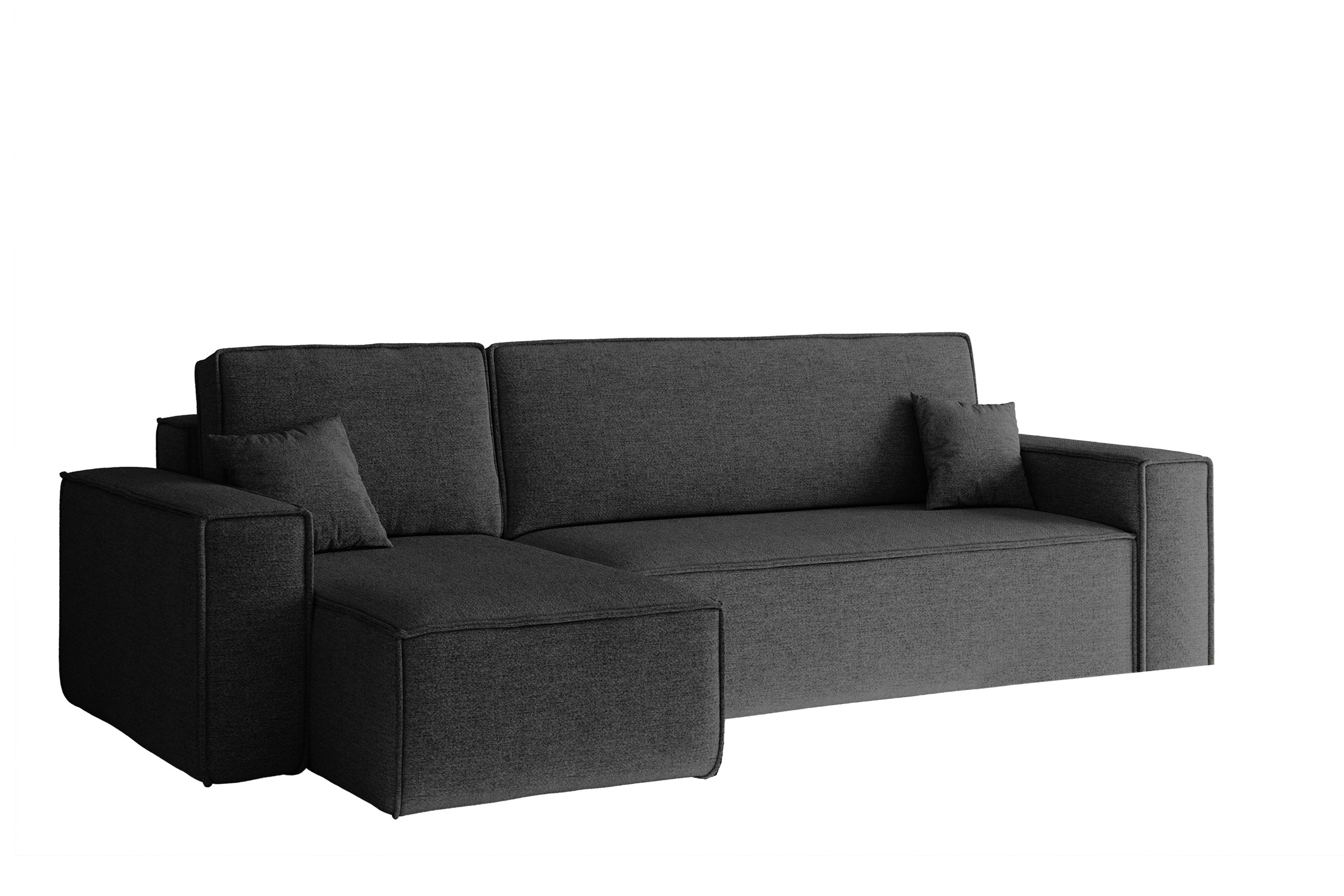 Sofa w kształcie L BEST narożnik tkanina Neve, Ciemnoszary Lewostronny