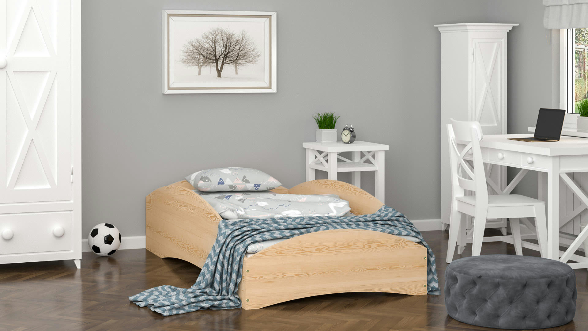 - Lit simple en pin massif 200x90 naturel