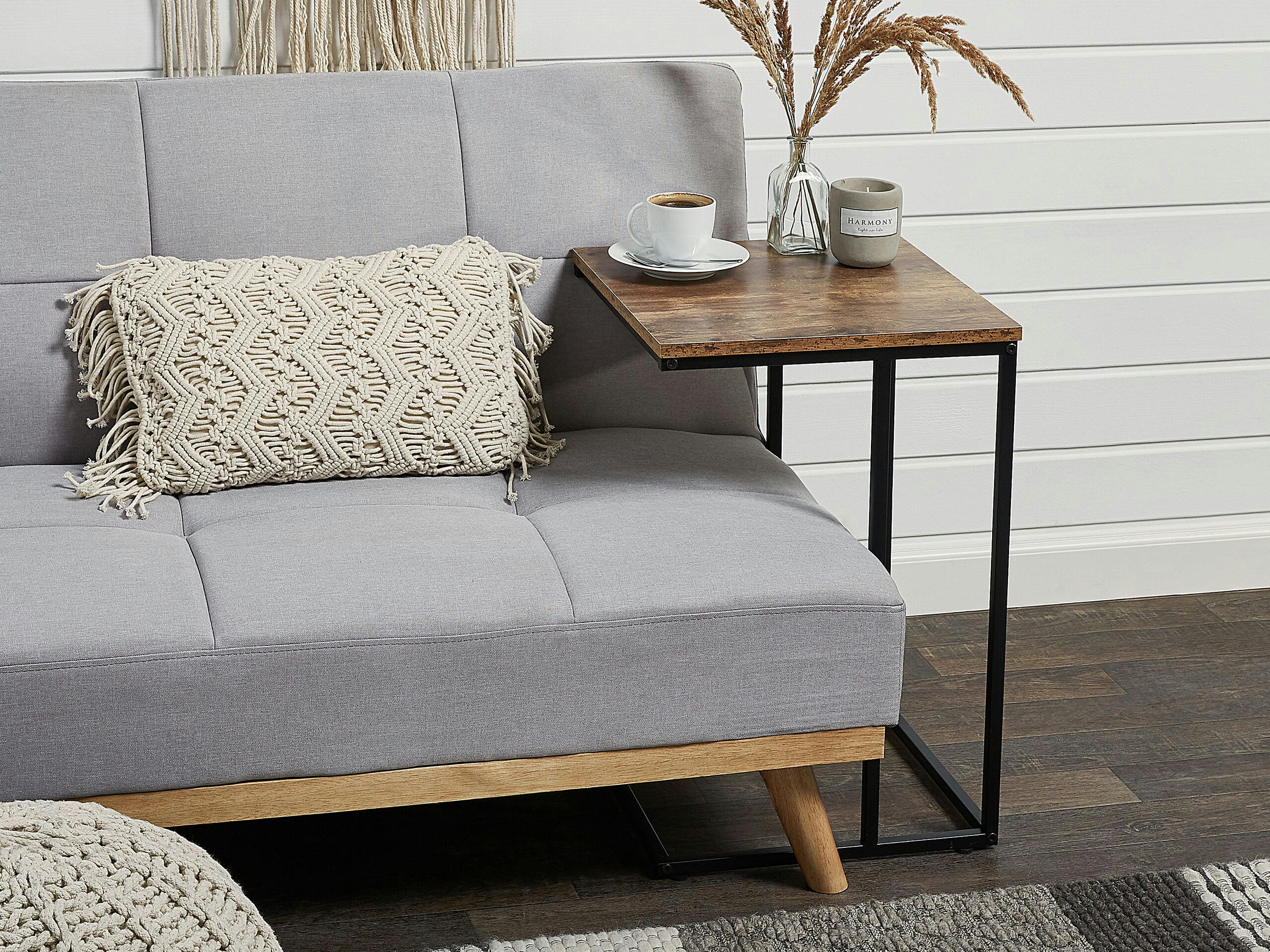 TROY - Table appoint en imitation bois foncé