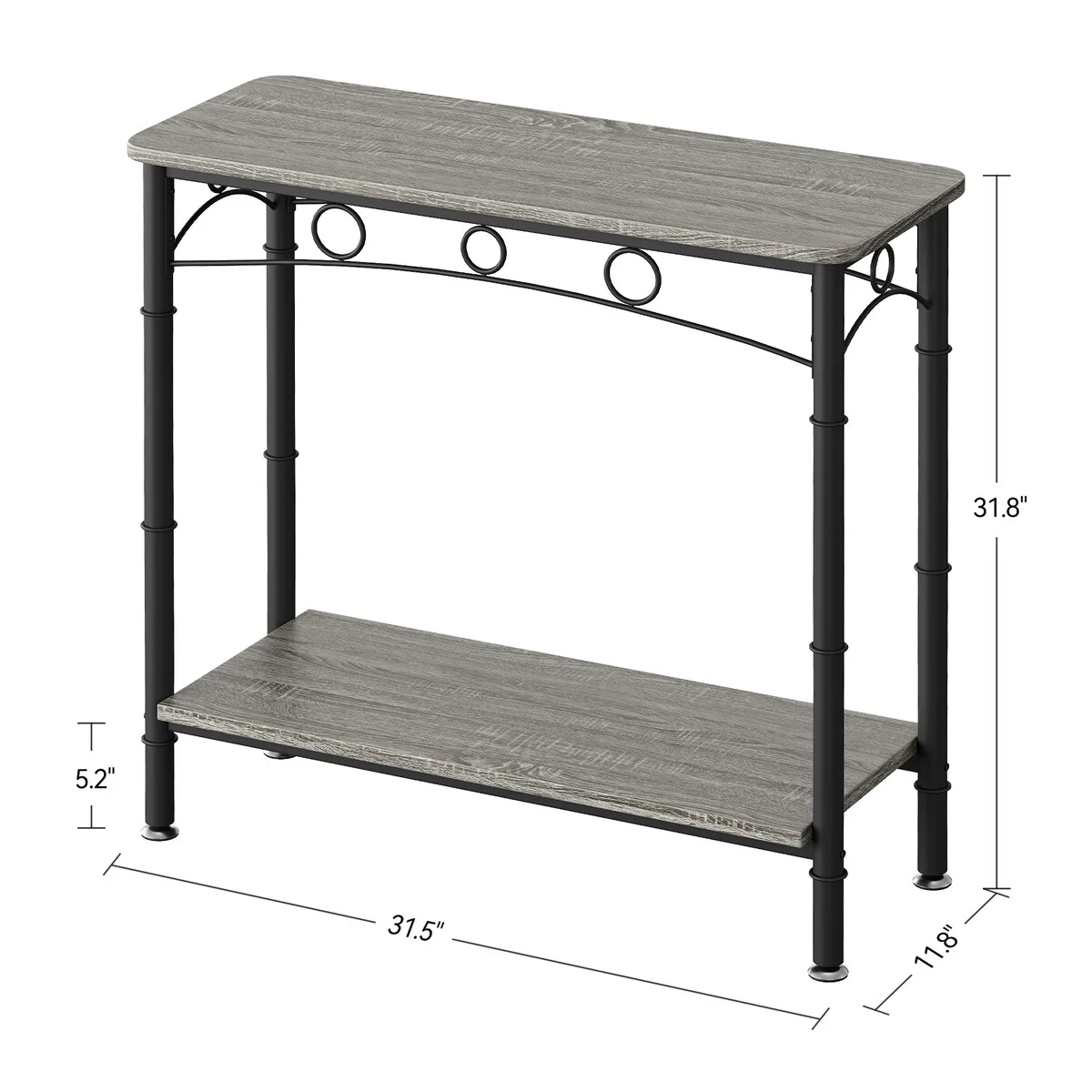 2 Tier Console Table with Metal Frame