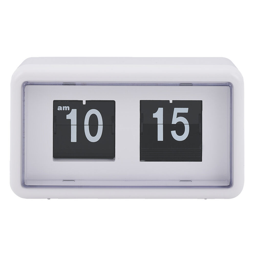 Horloge rétro à rabat automatique plastique blanc