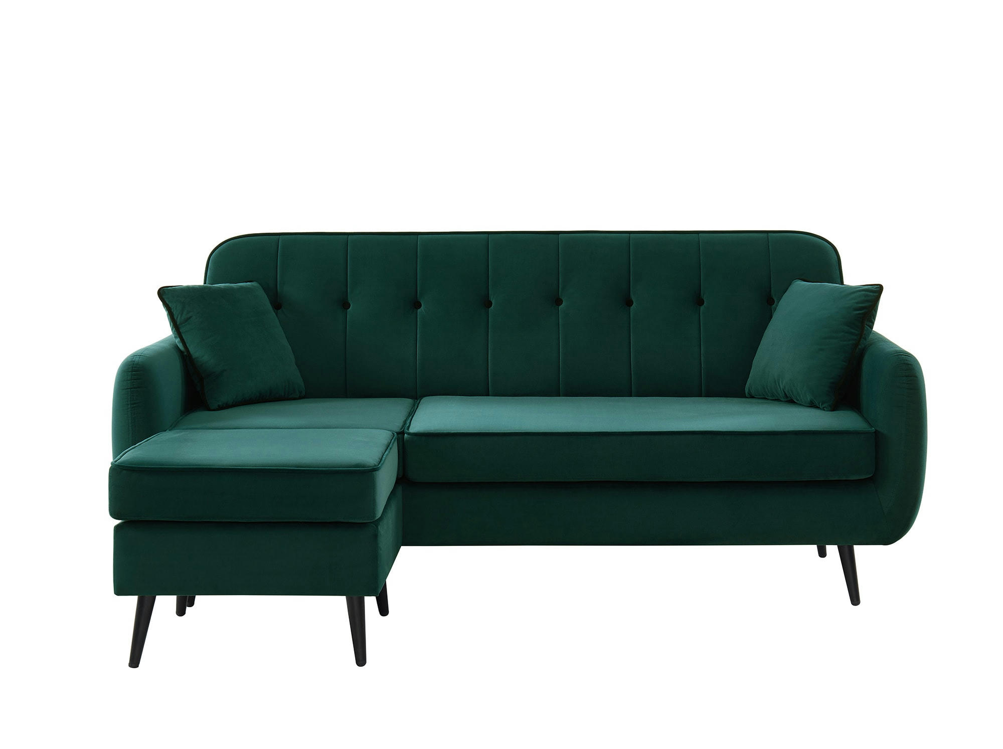 SWEETY - Canapé d'angle réversible en velours 4 places vert