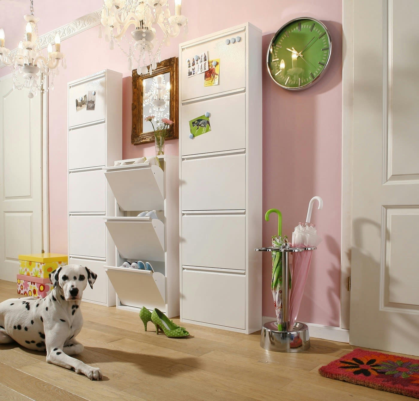 CARUSO - Casier à chaussures 5 tiroirs en acier blanc