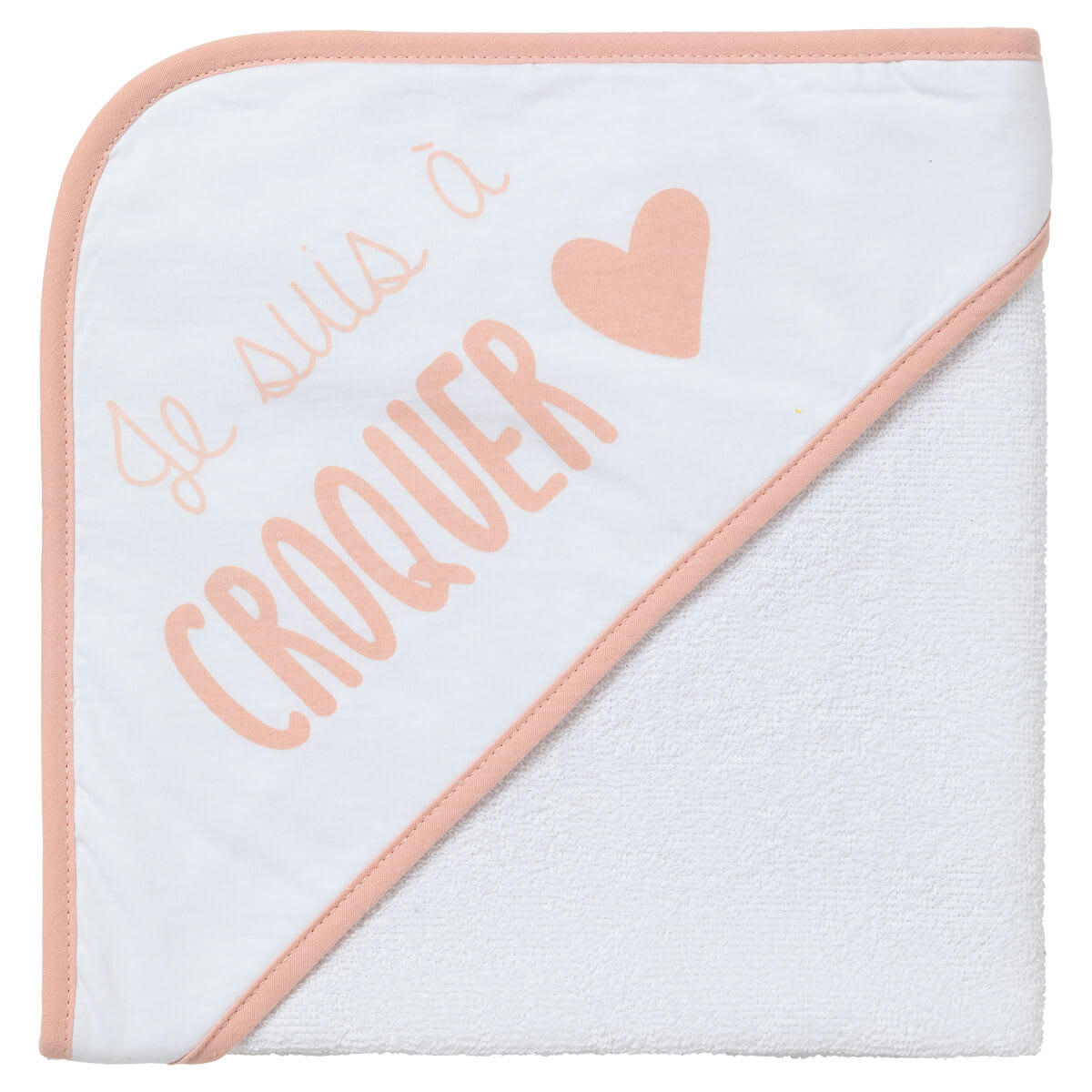 - Cape de bain bébé rose en coton 70x70 cm