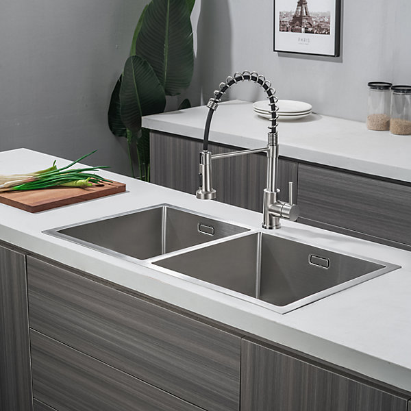 Evier cuisine 2 bacs inox LOMAZOO Phantom 875x450 mm