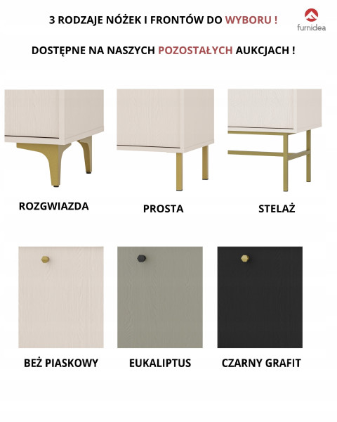 BEŻOWA WITRYNA WYSOKA 190 cm AVILA METAL ZŁOTE Nogi Uchwyt
