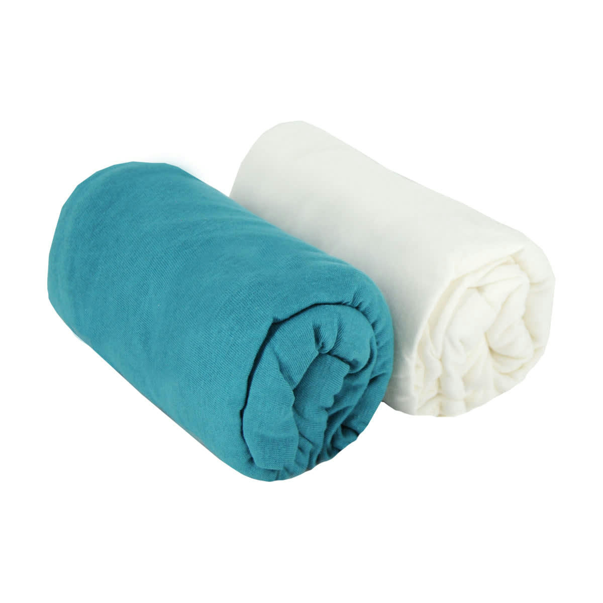 - Lot de 2 draps housse bébé bleu et blanc en coton 70x140 cm