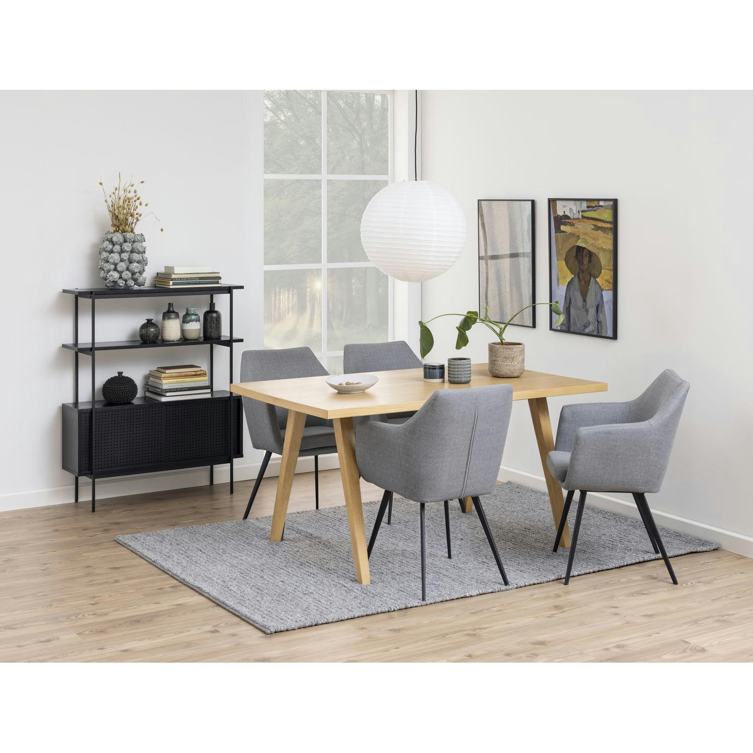 ARIA - Bibliothèque en mdf et métal avec 2 étagères et 2 portes