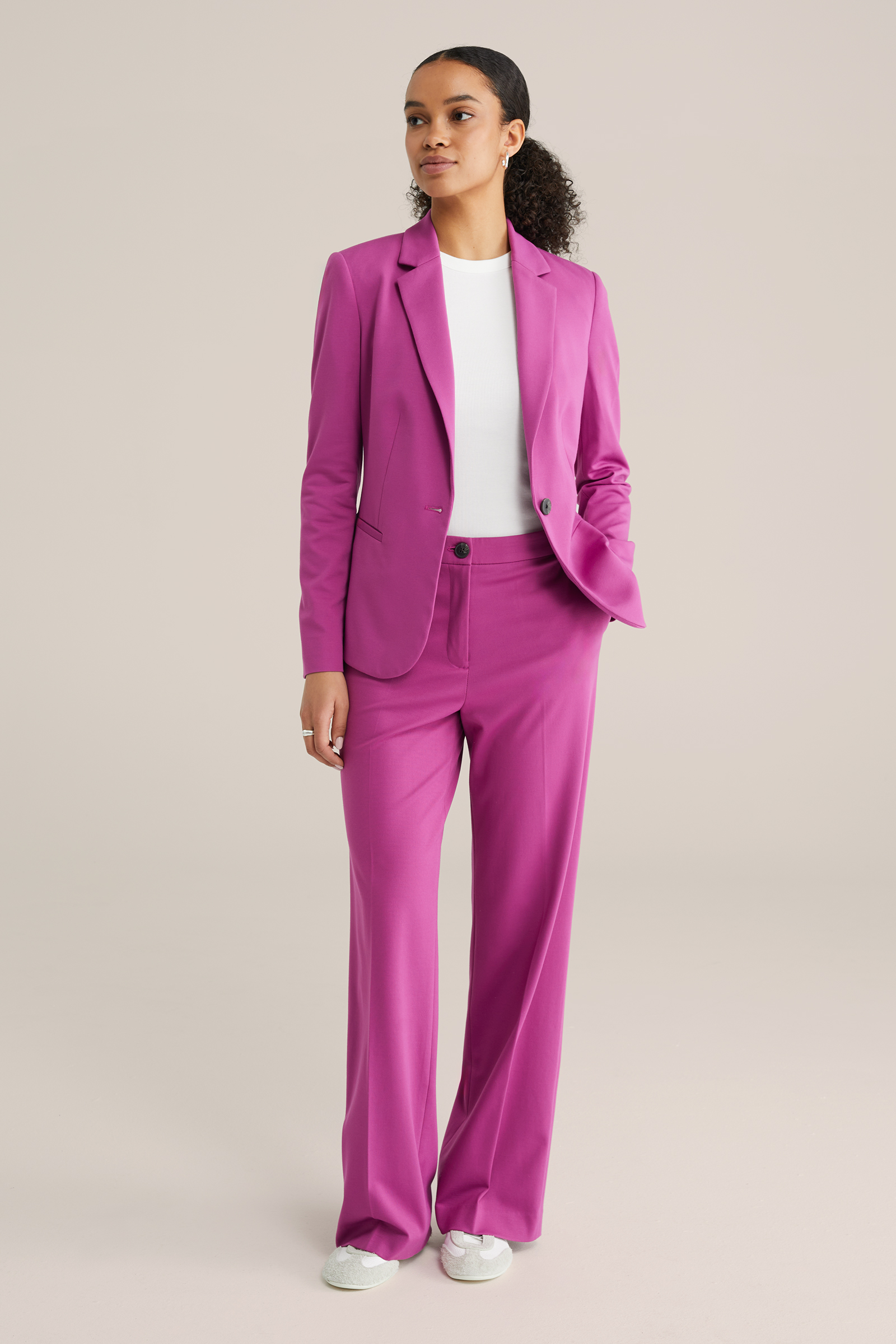 Dames wide leg jersey pantalon met stretch