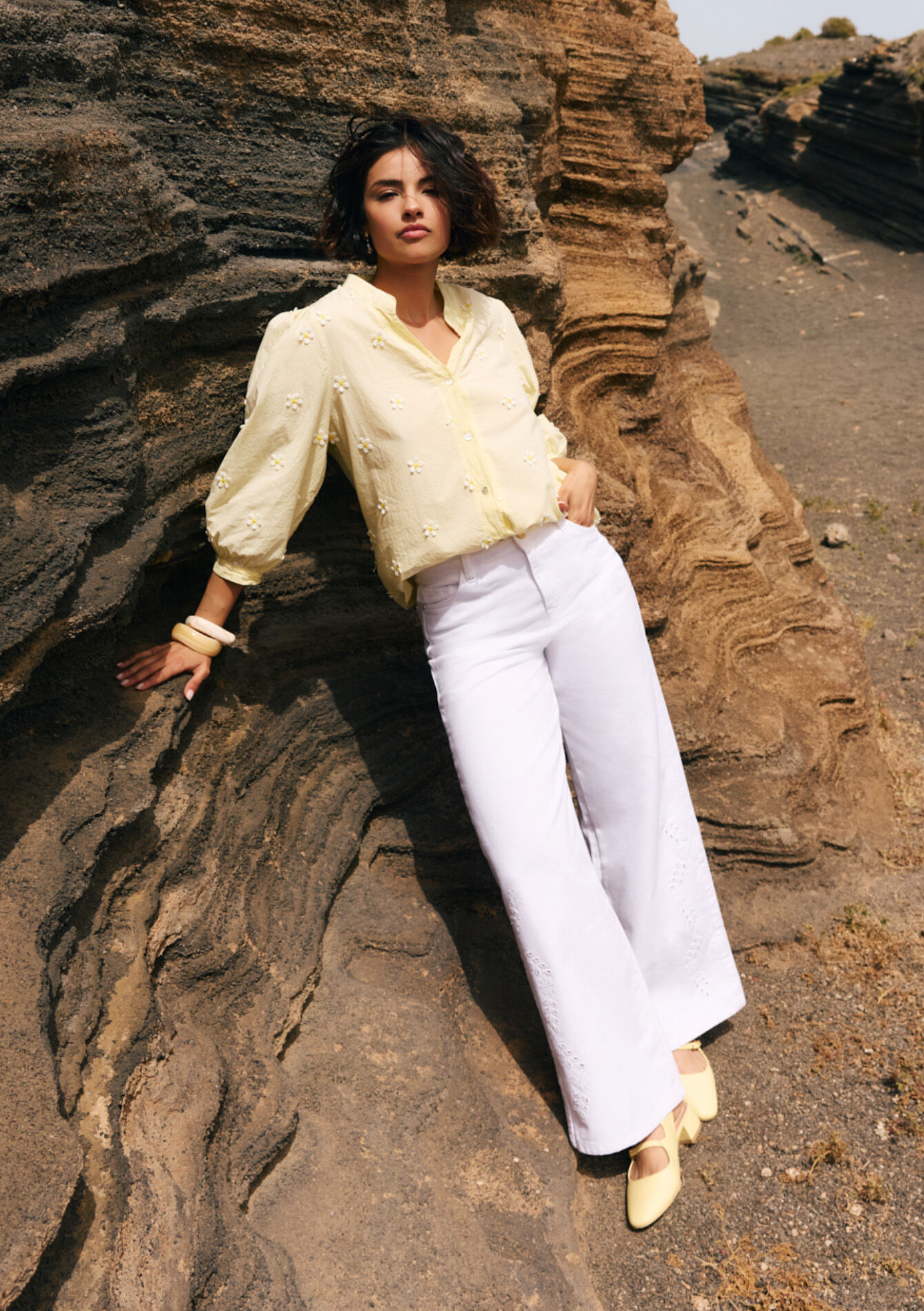 Wijde broek met ajourdetails