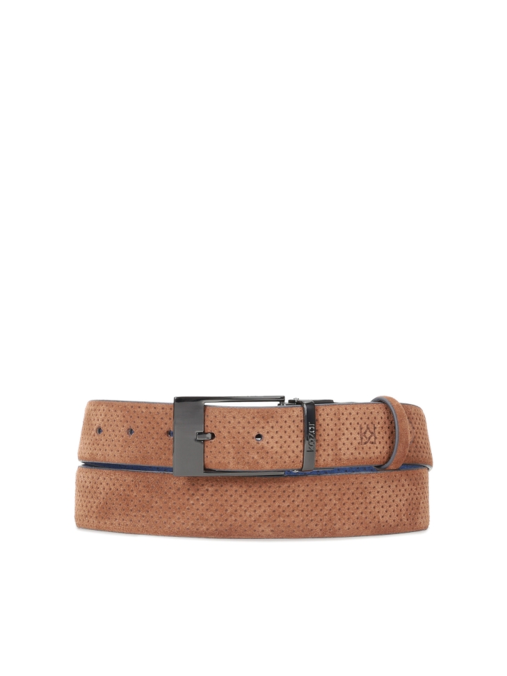 Men's navy blue and brown reversible belt