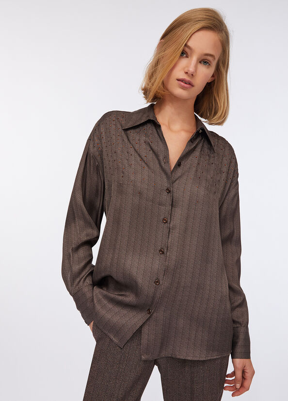 Camicia in raso con strass
