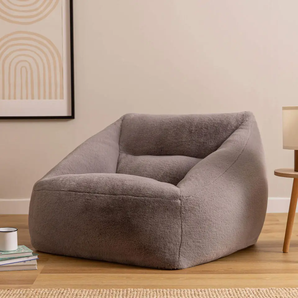 icon - Natalia XL Zitzak Fauteuil - Fluffy Pluche Imitatiebont - Grijs