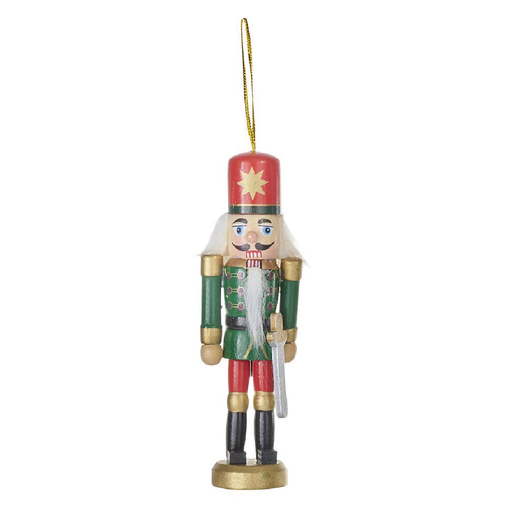 Suspension de No&euml;l soldat Casse Noisette en bois Ø5xH12cm