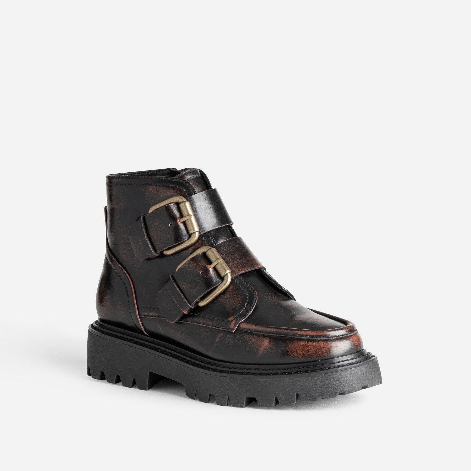 Boots TEXTO marron brossé semelle crantée