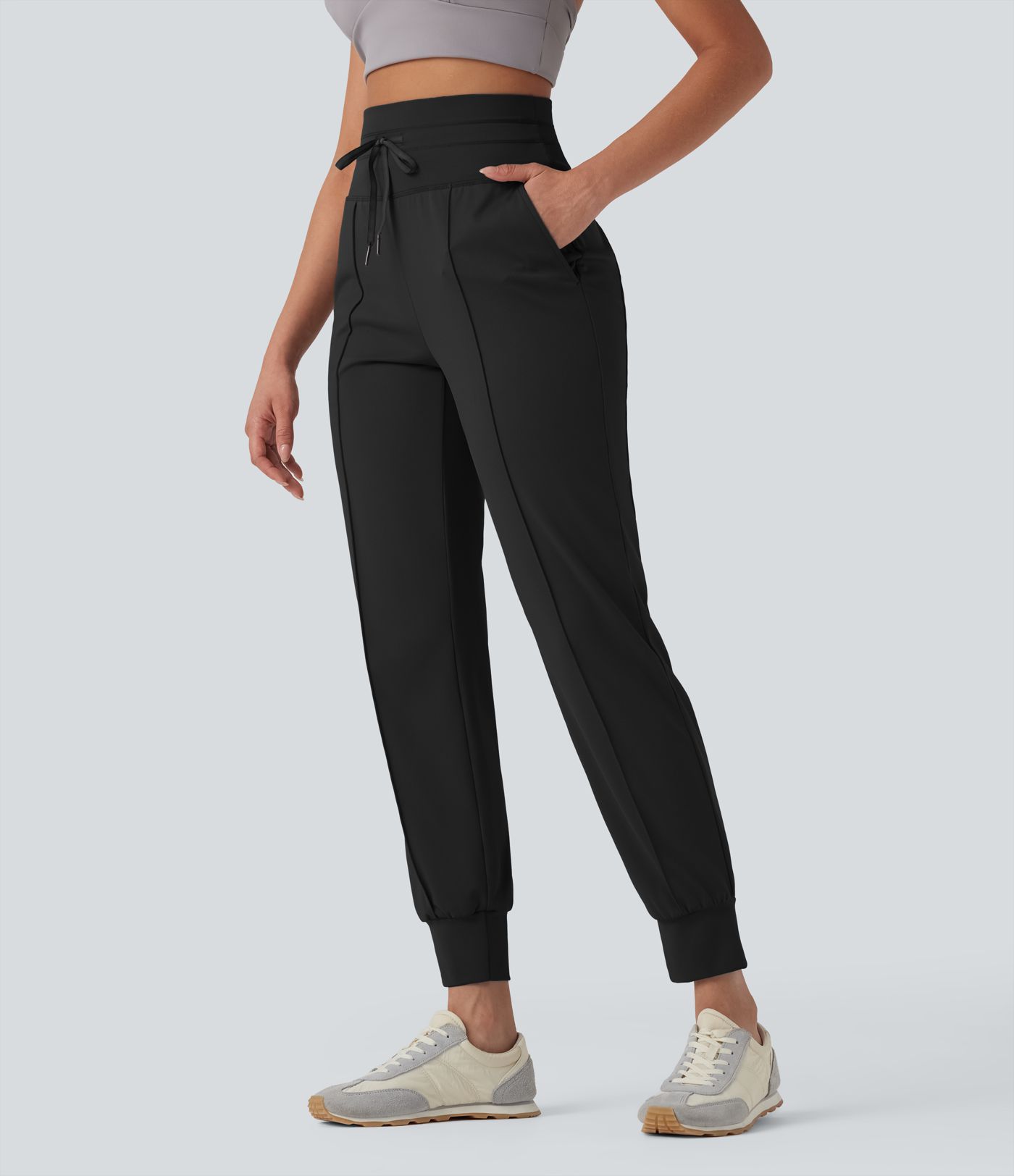 Jogging yoga taille haute cordon séchage rapide avec poches - UPF40