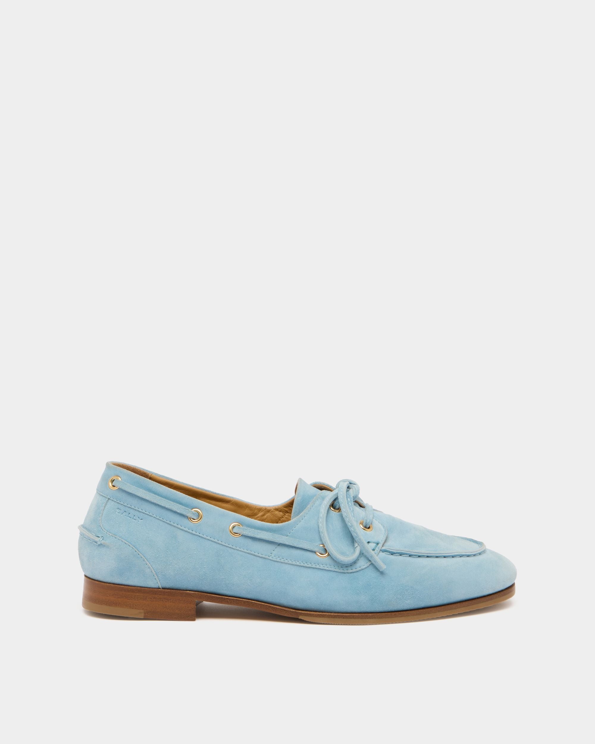 Plume Mokassin aus hellblauem Veloursleder