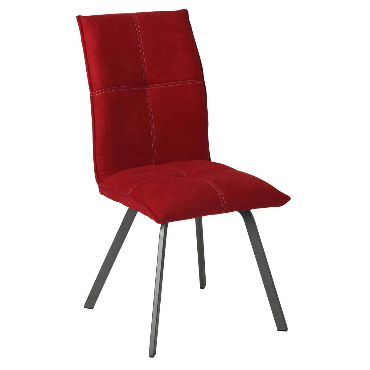 BISPO - Lot  de 2 chaises tissu coloris rouge