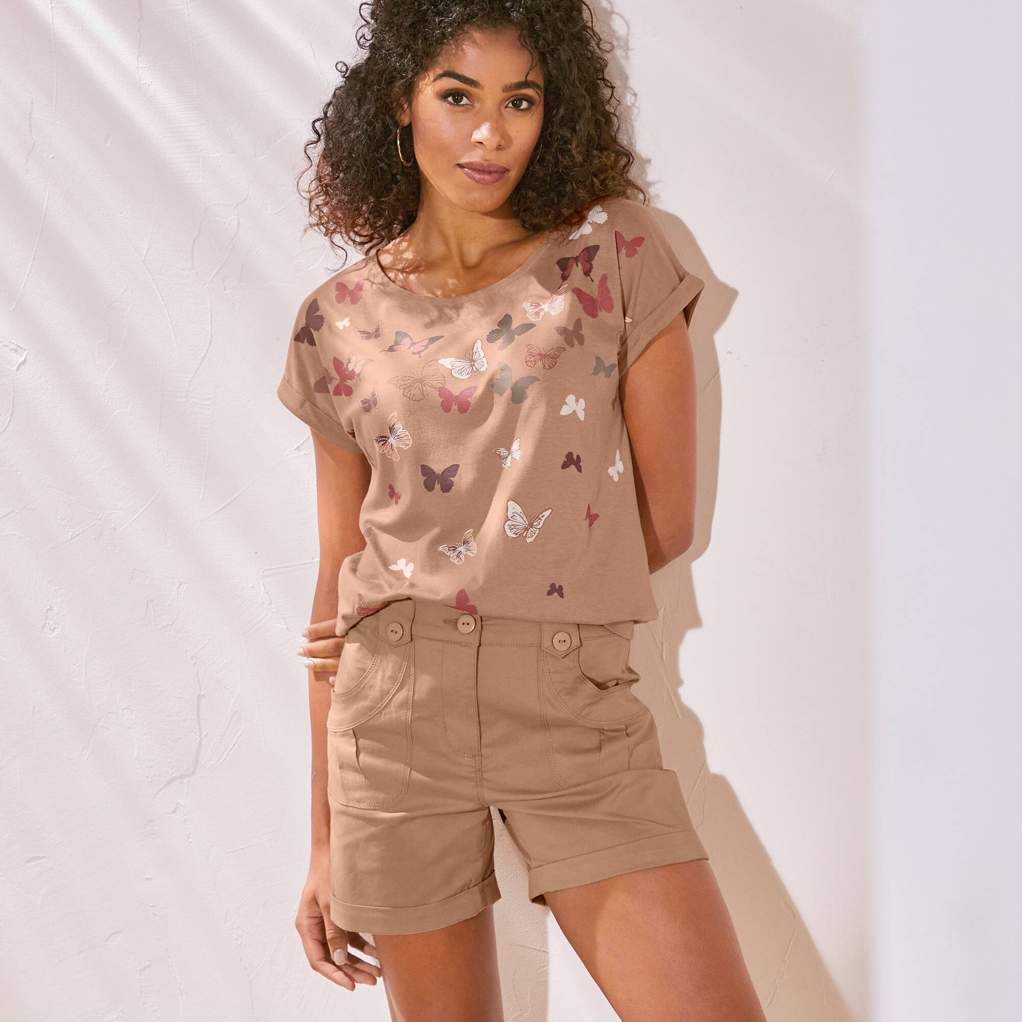T-shirt boite, imprimé papillons
