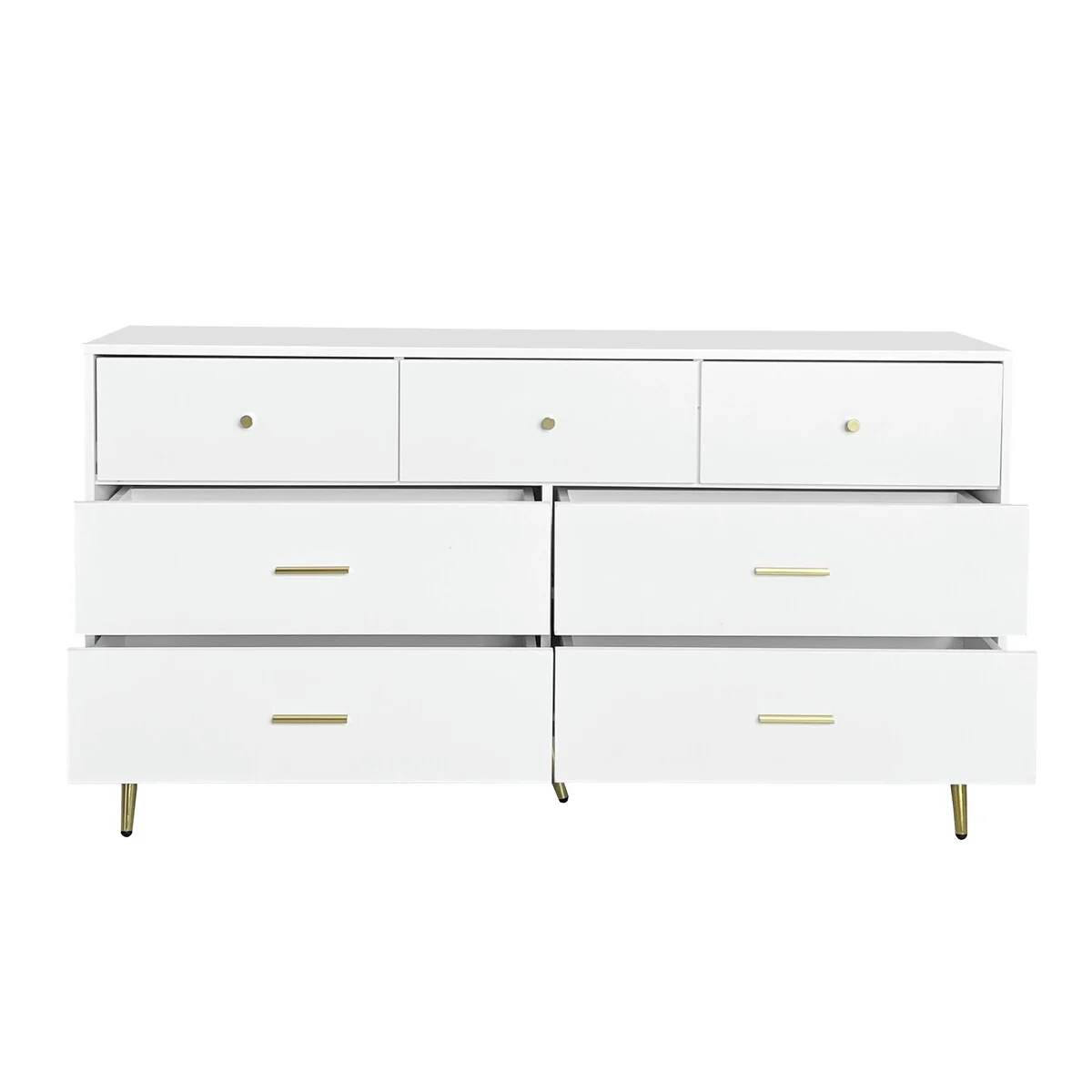 Seven-Drawer Large Chest of Drawers Cabinet with Golden Handles and Legs