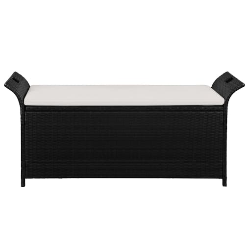 NNEVL Storage Bench with Cushion 138 cm Poly Rattan Black