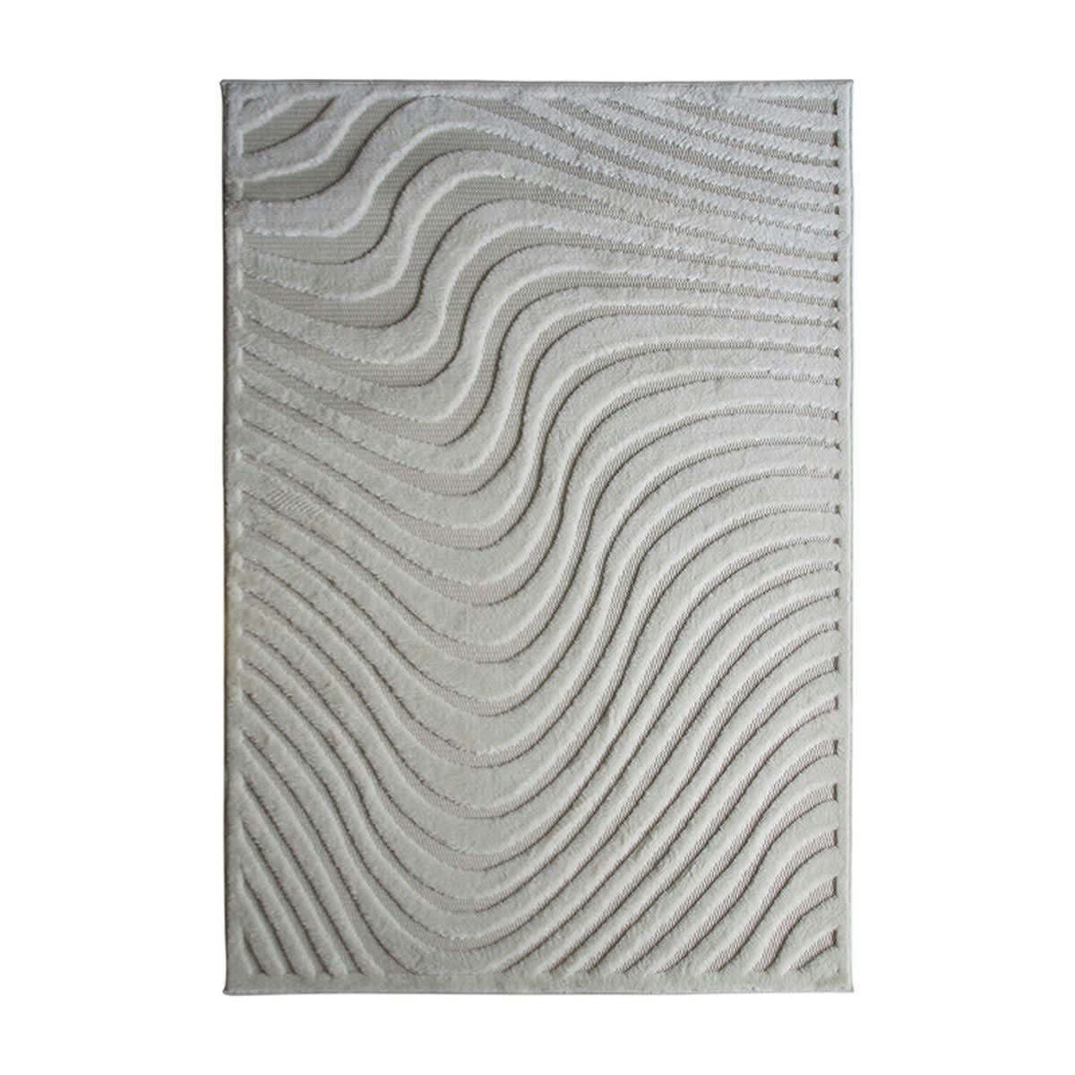 NEW - Tapis pour dehors et dedans motif vibes en relief crème 160x220