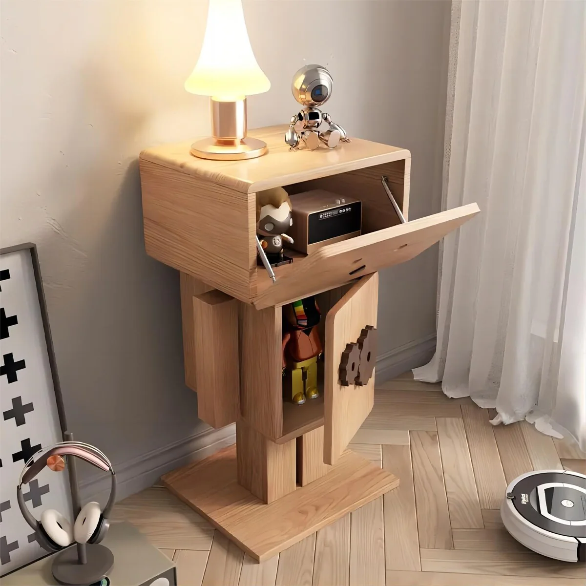 Living Room Side Cabinet Children's Bedroom Storage Wooden Modern Bedside Table Night Stand