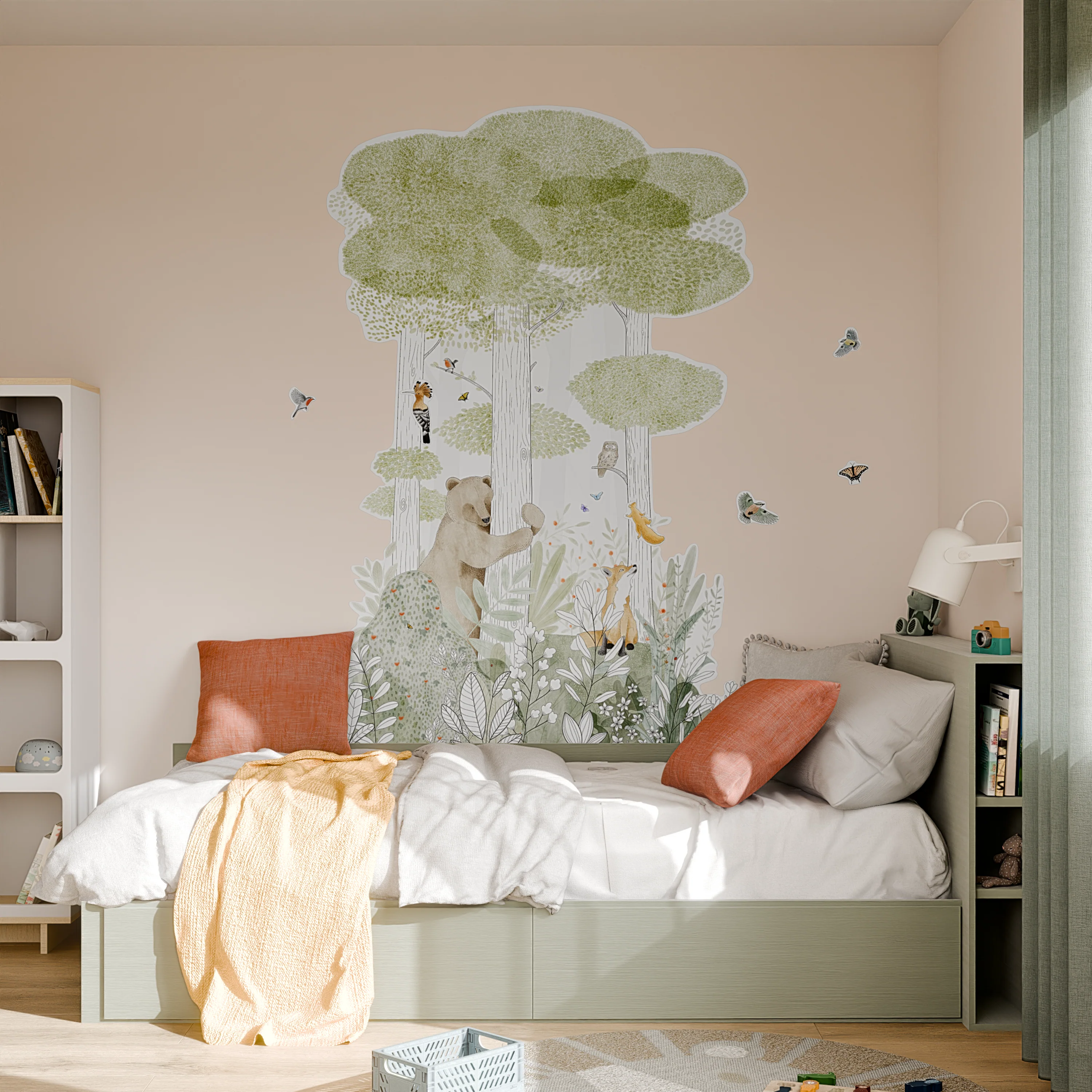 Papier peint découpé pré-encollé CALM FOREST FORM multicolore