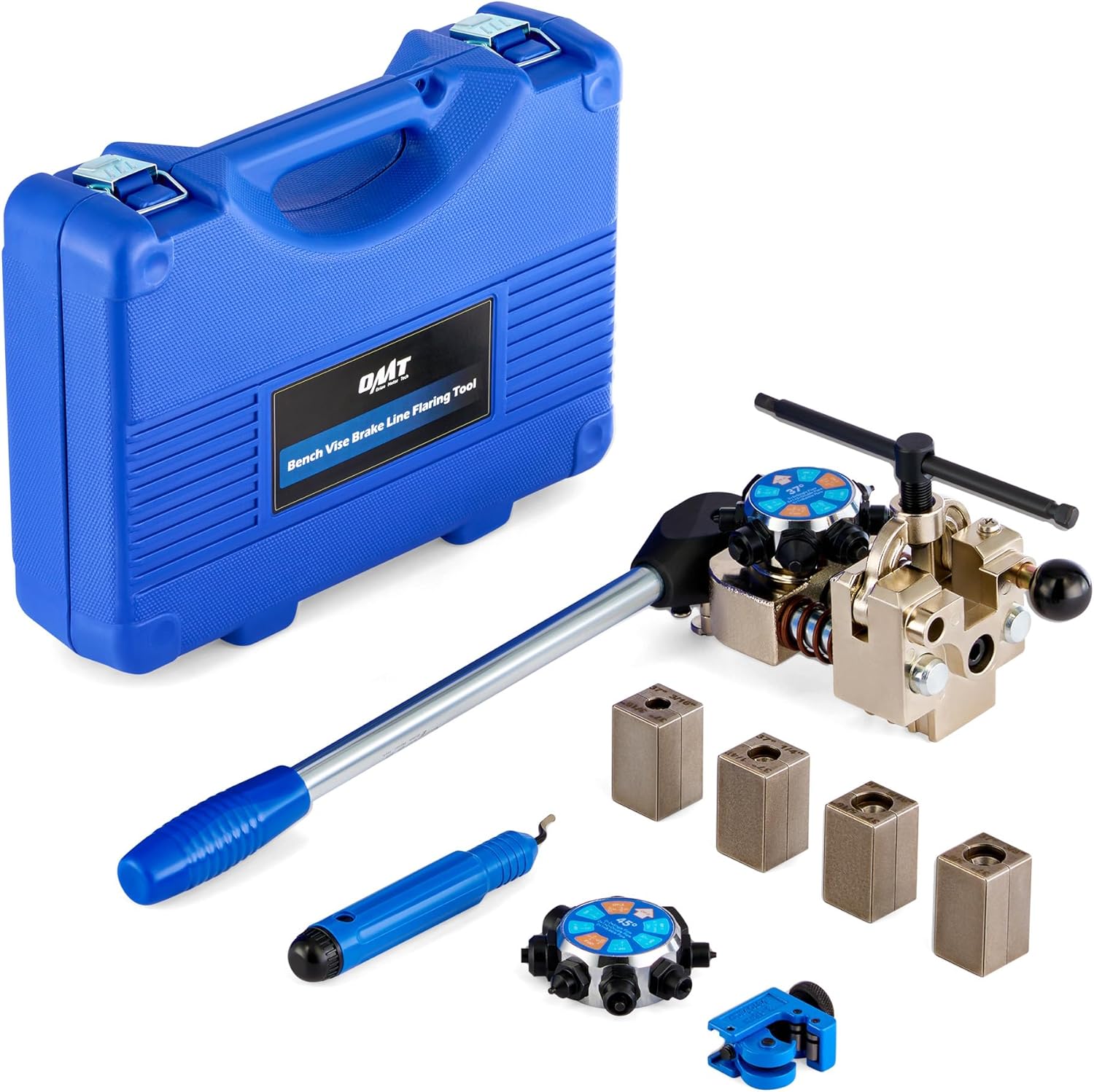 Orion Motor Tech Brake Line Flaring Tool Kit, 45 & 37 Degree Flaring Tool Set, Single Bubble Double Flare Tool Kit for Brake Lines, Professional Brake Flare Tool Kit for 3/16 1/4 5/16 3/8 Tubes