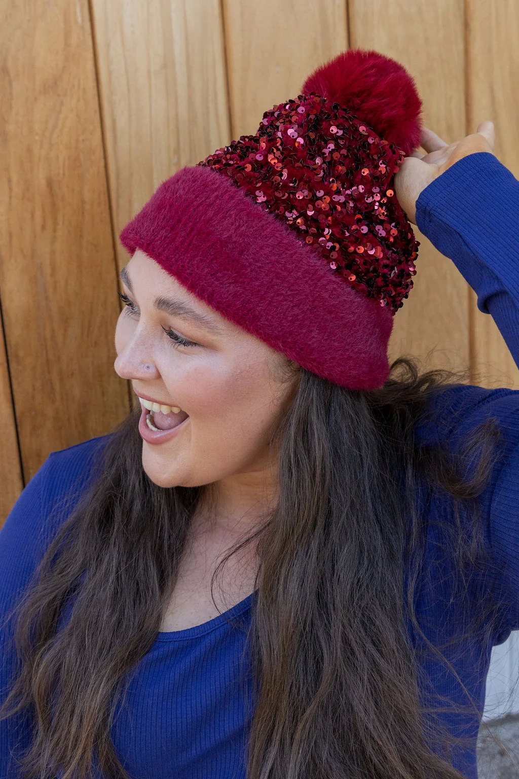 Glitzy Beanie in Burgundy