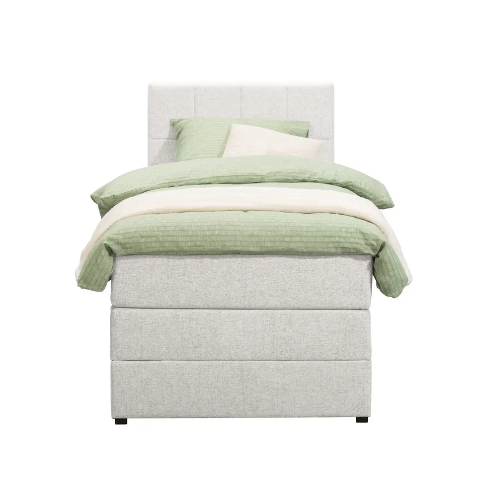 Boxspring met opbergruimte Liv geblokt - ecru - 90x200 cm