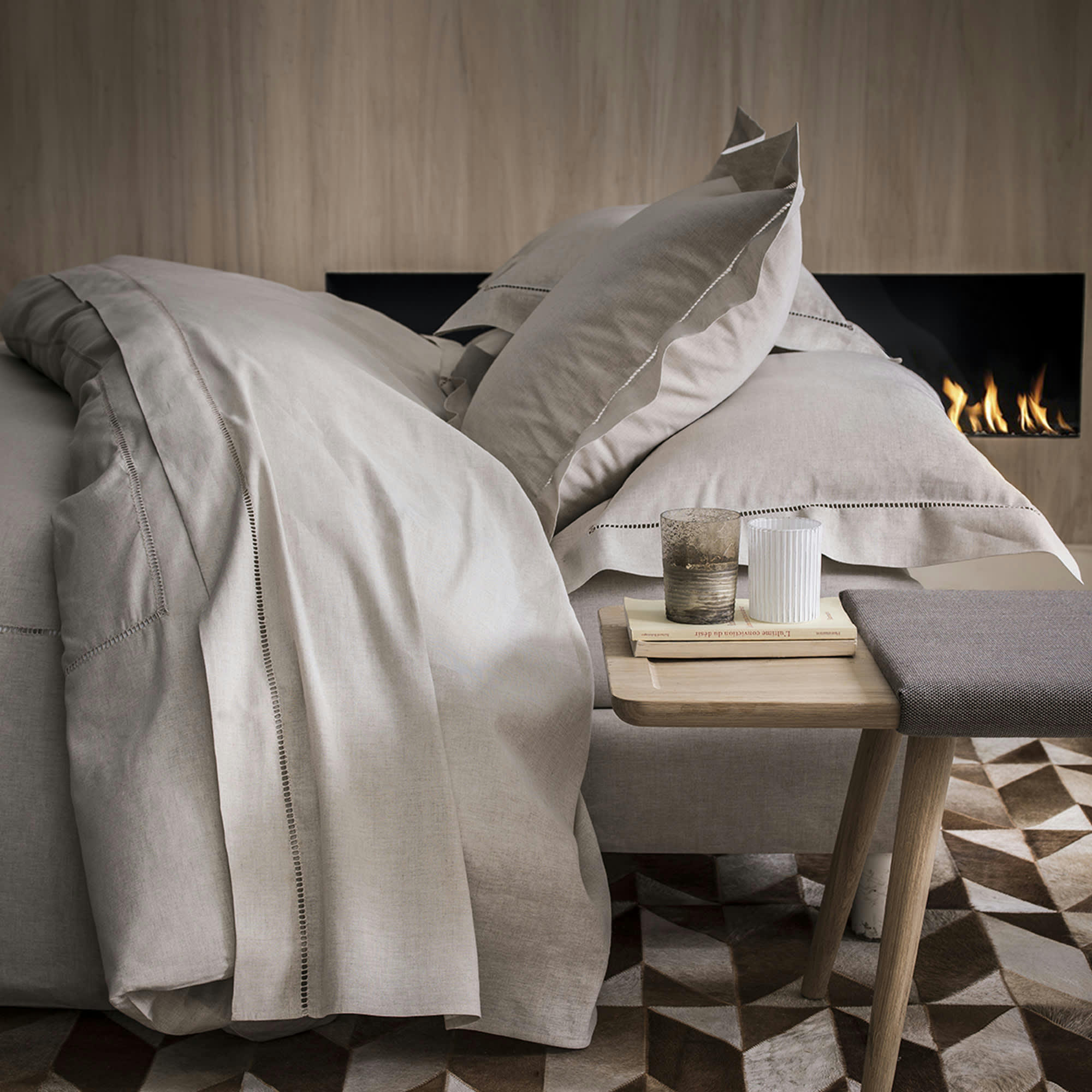 VENISE - Taie d'oreiller en lin métis naturel 65x65