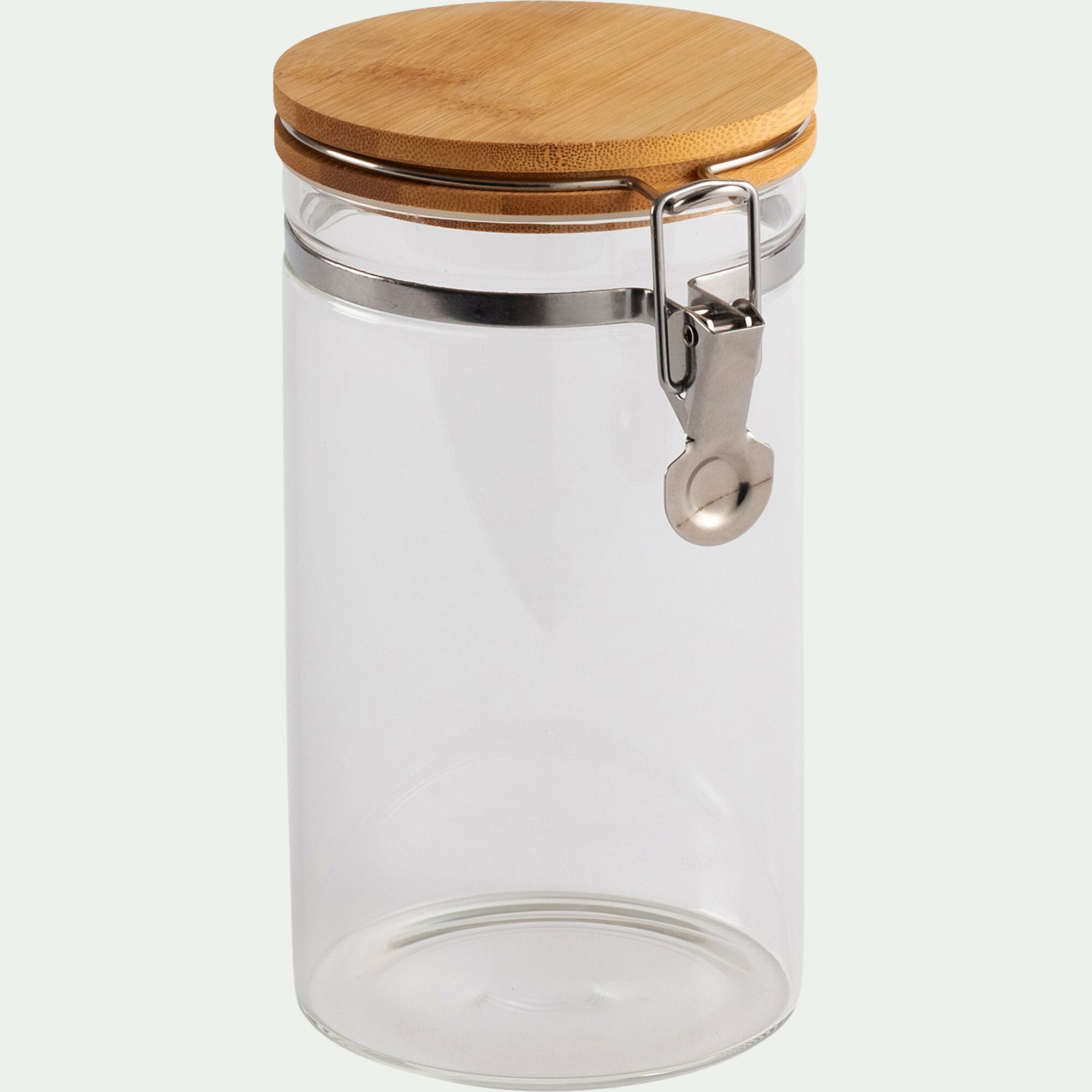 CLIPS - Bocal en verre avec couvercle en bambou 1L - transparent