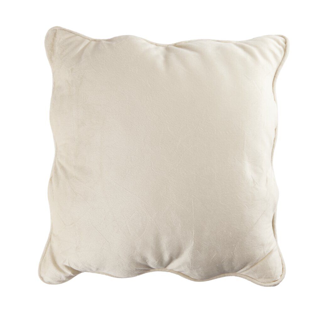 Coussin carré velours bords vague beige 40x40cm
