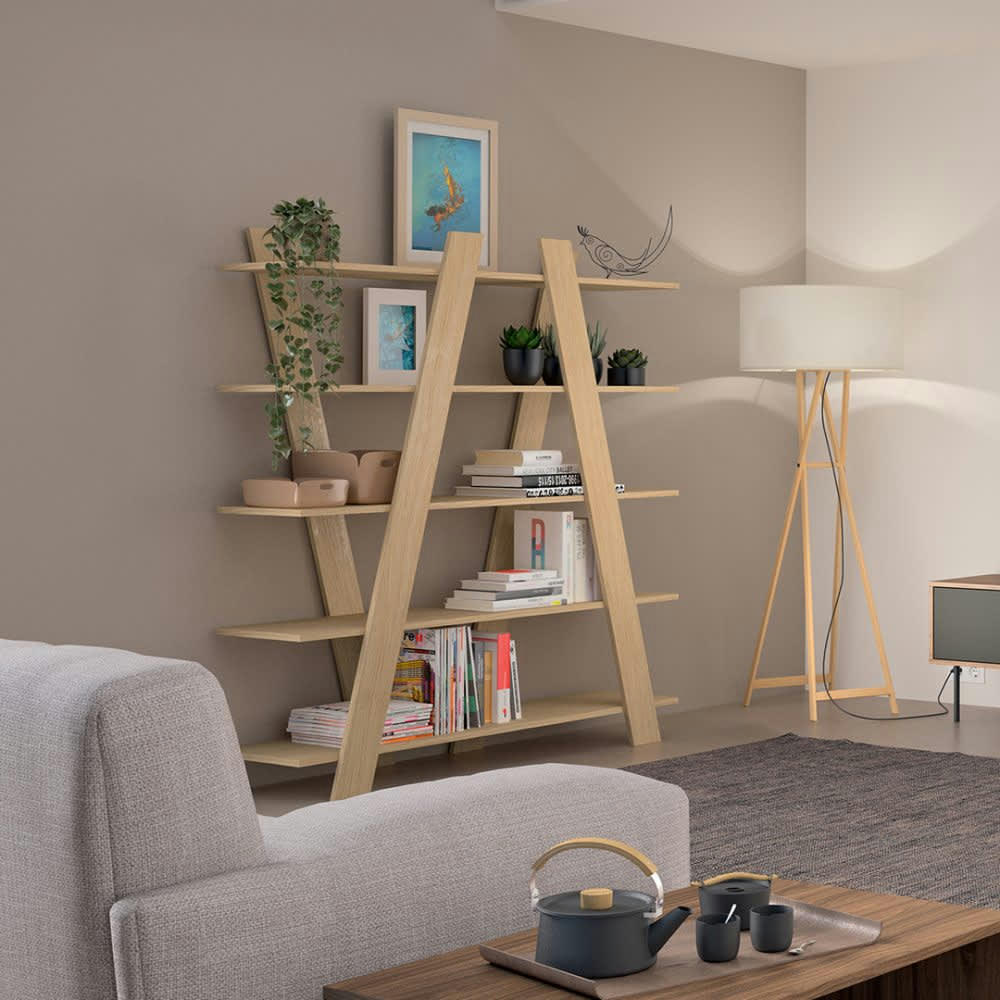 WIND - Bibliothèque  placage chêne naturel