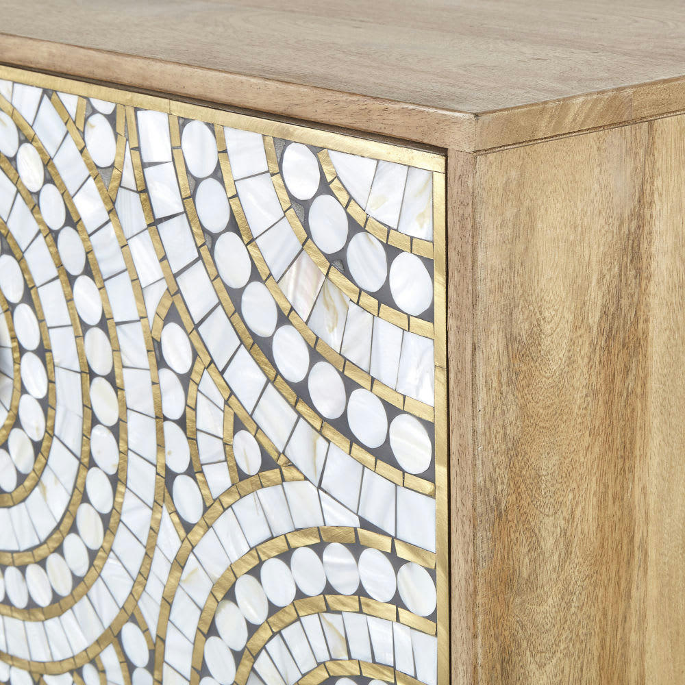 Olympea - Cabinet de rangement 2 portes finition résine et nacre