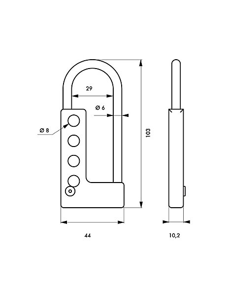 Moraillon de consignation, aluminium isolé pour 4 cadenas - THIRARD