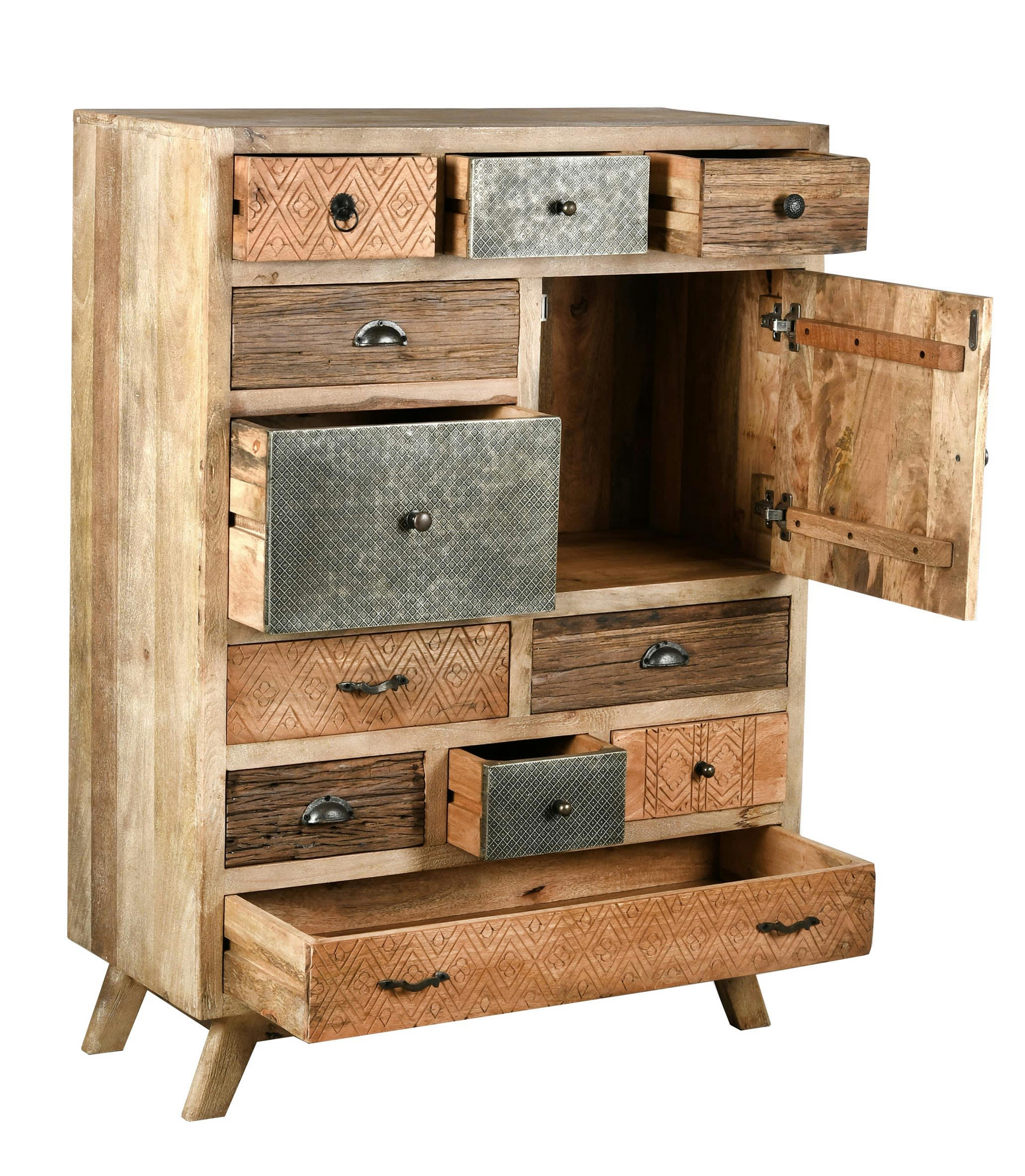 - Commode en manguier et métal zouma 90 x 40 x 125 cm