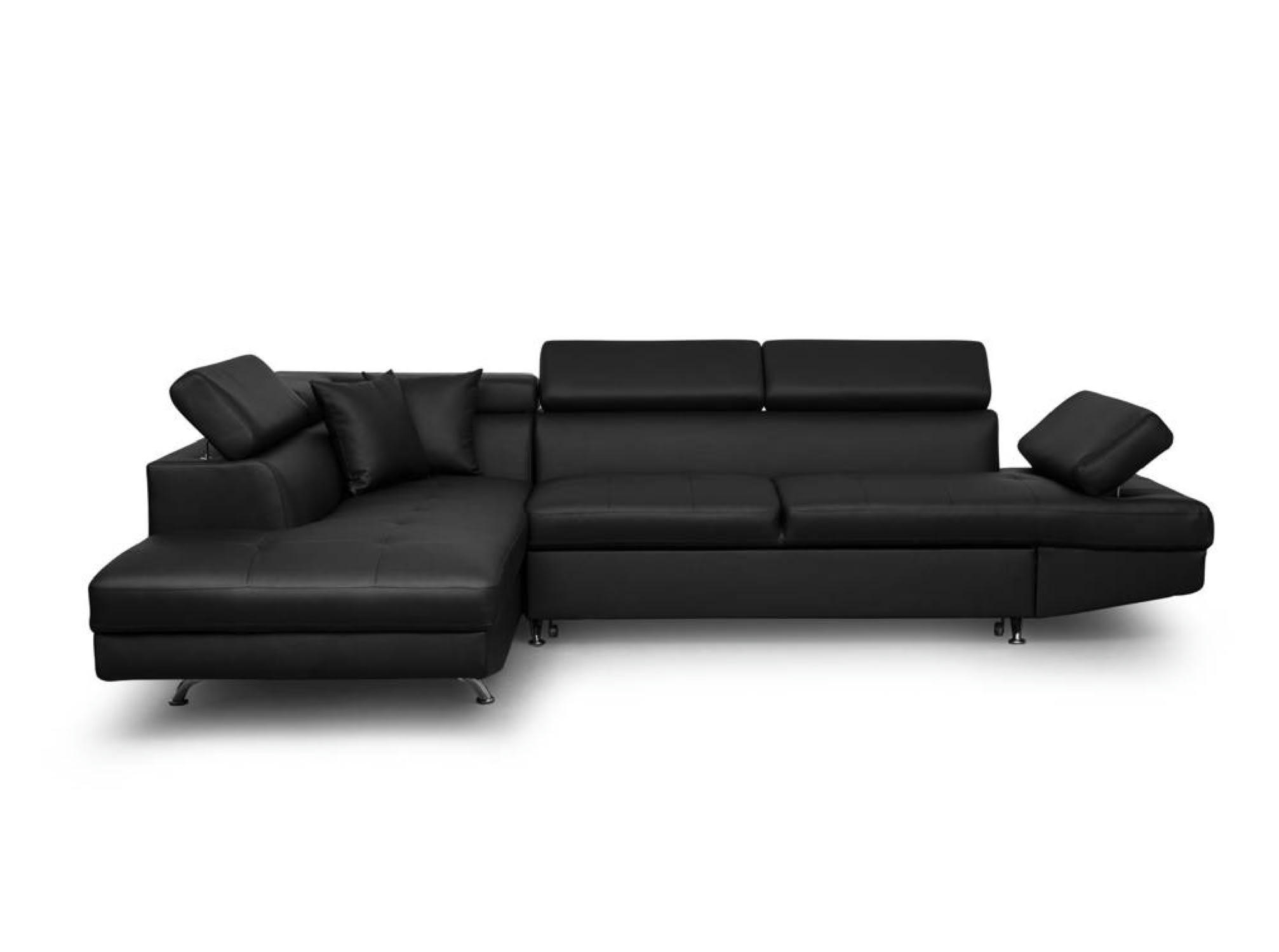 RIO - Canapé d'angle gauche convertible avec coffre noir