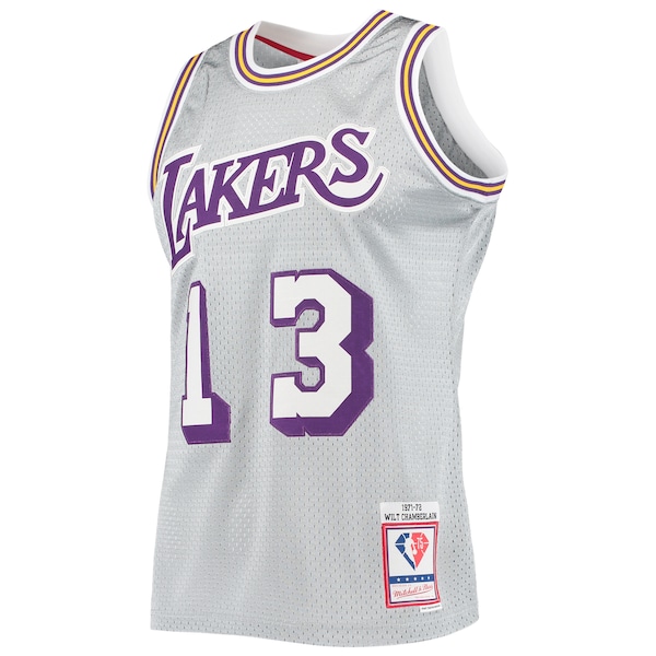 Wilt Chamberlain Los Angeles Lakers 75th Anniversary 1971/72 Hardwood Classics Swingman Jersey - Silver