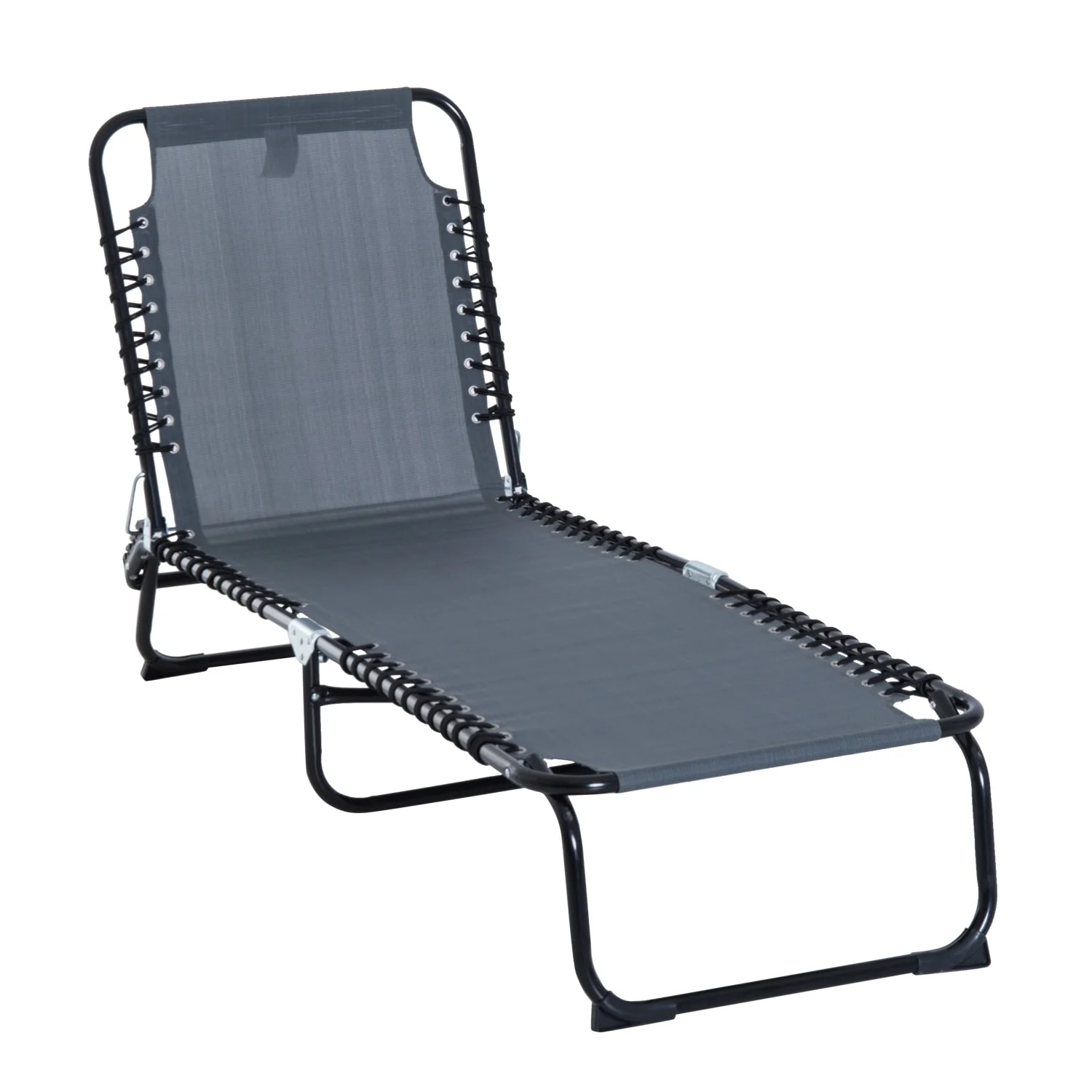 Outsunny Lightweight Reclining Grey Beach Chair