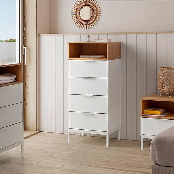 Commode haute Nieve 4 tiroirs couleur Blanc