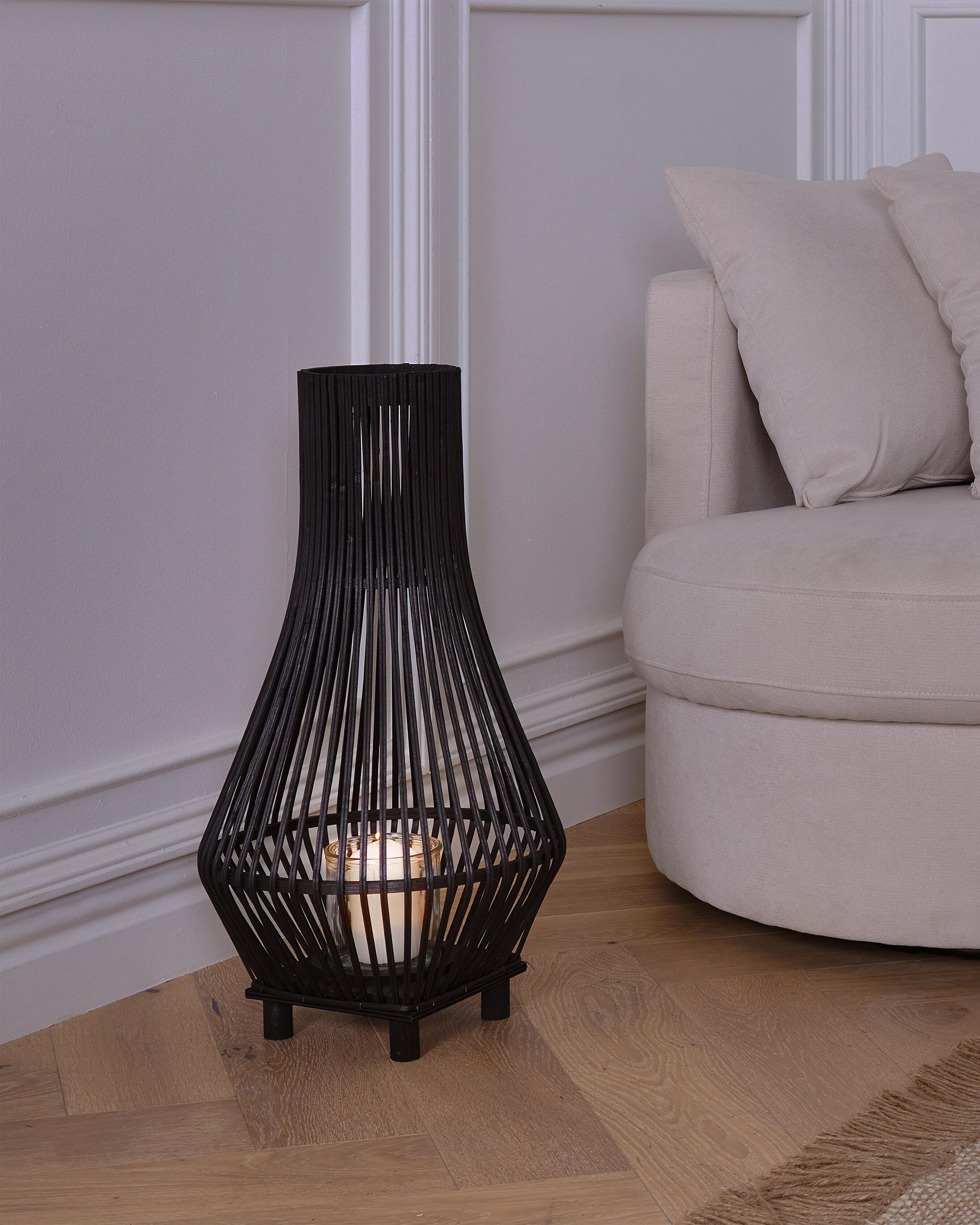 Lantern LEYTE Bamboo 58 cm Black